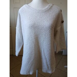Robert Louis Women's 3/4 Sleeve Knit Light Tunic Sweater Size‎ M Oatmeal Casual